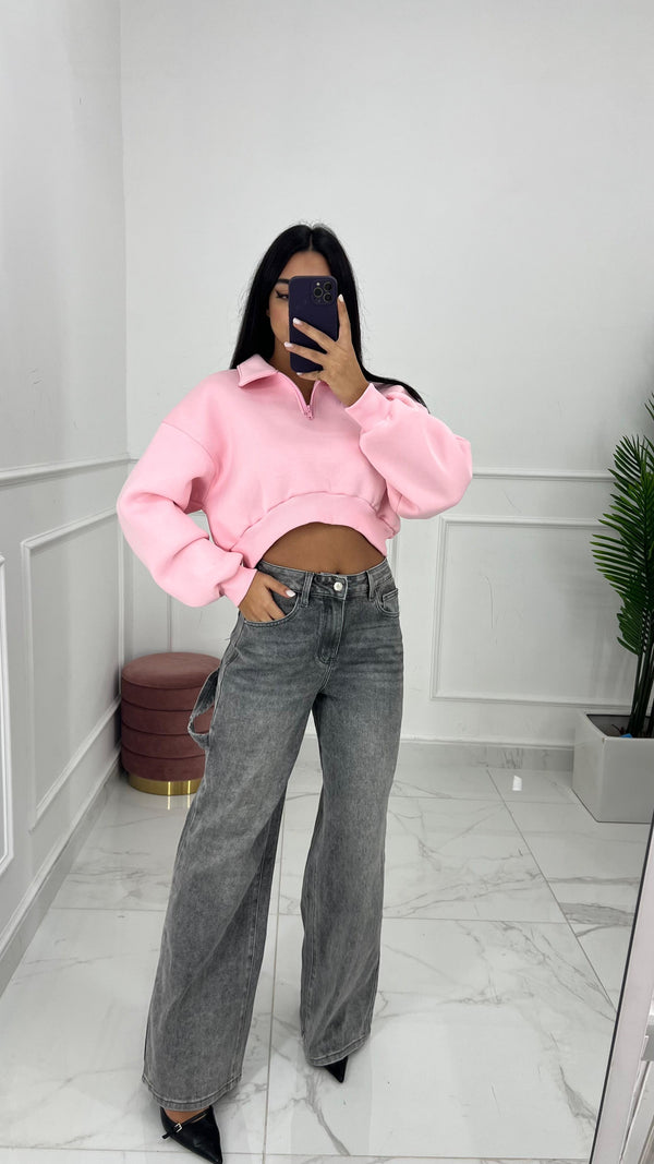 JEANS PALAZZO GRIGIO