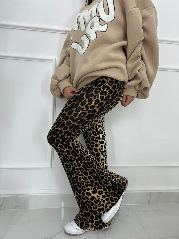 Pantalone a zampa leopardato