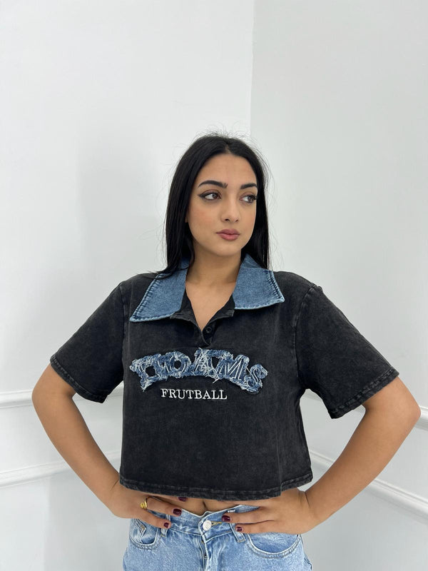 T-SHIRT CROP DENIM